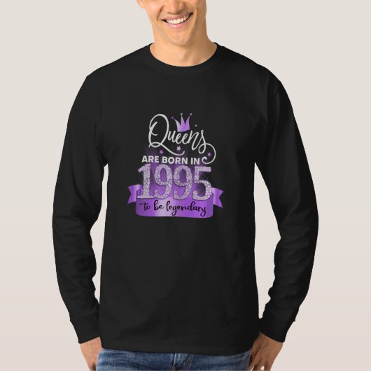 Womens Born In 1995 I Elegant Purple Black Party O Tシャツ (正面)