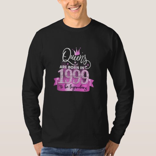 Womens Born In 1999 I Elegant Pink Black Party Out Tシャツ (正面)