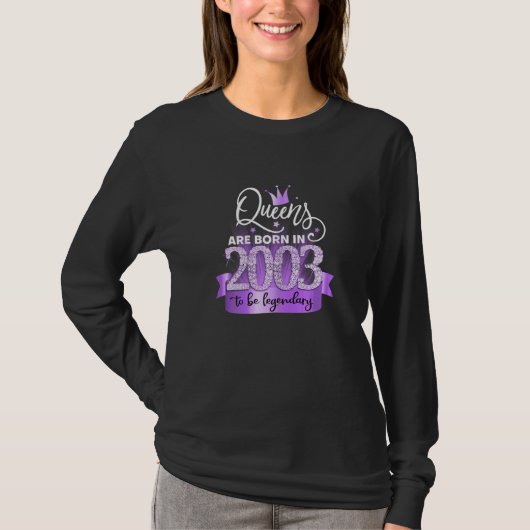 Womens Born In 2003 I Elegant Purple Black Party O Tシャツ (正面)