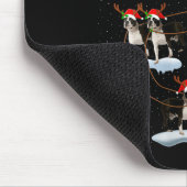 Womens Boston Terrier Dog Santa Sleigh Flying Funn マウスパッド (コーナー)