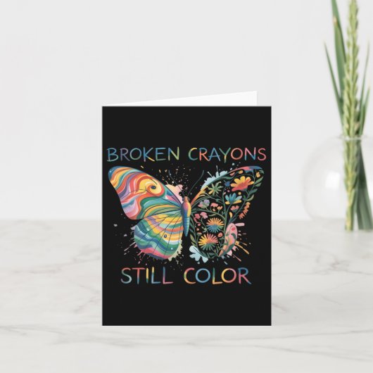 Womens Broken Crayons Still Color Rainbow Butterfl カード (正面)