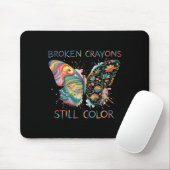 Womens Broken Crayons Still Color Rainbow Butterfl マウスパッド (マウス)