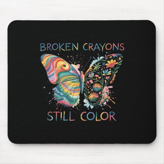 Womens Broken Crayons Still Color Rainbow Butterfl マウスパッド (正面)