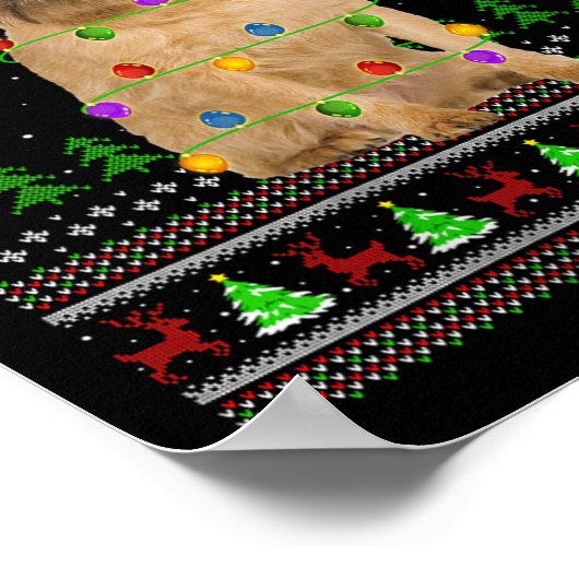 Womens Brussels Griffon Dog Ugly Christmas Sweater ポスター (角)