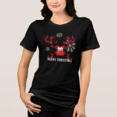 Women's Buffalo Plaid Reindeer Merry Christmas トライブレンドTシャツ (正面)