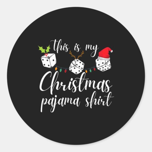 Womens Bunco Christmas Pajama Dice Game Night  ラウンドシール (正面)