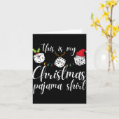 Womens Bunco Christmas Pajama Dice Game Night T Sh カード (黄色い花)