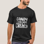 Womens Candy Cane Crew Christmas Xmas Love Candy B Tシャツ (正面)