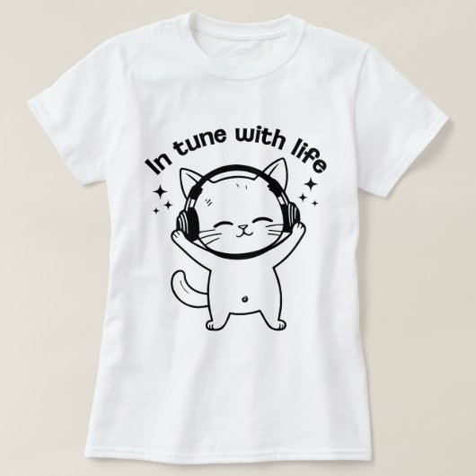 Women's Cat T-Shirt | Minimalist Cute Kitten Tee  Tシャツ (デザイン正面)