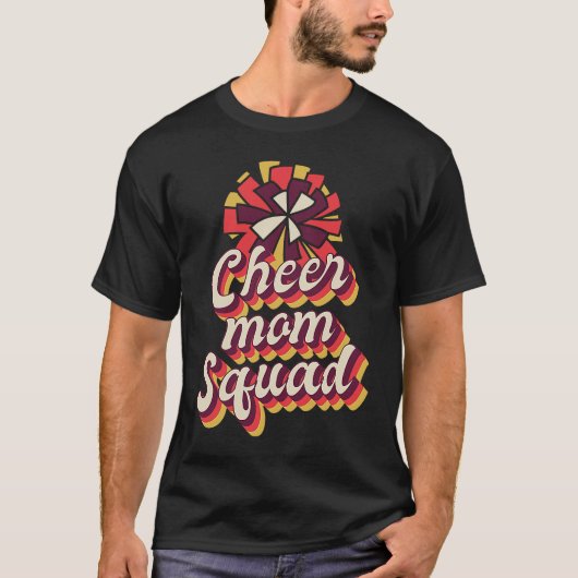 Women's Cheer Mom Squad , Pom Pom, Retro Cheerlead Tシャツ (正面)