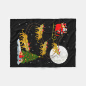 Womens Cheetah Santa Sleigh Flying Funny Magical C フリースブランケット (正面(横))