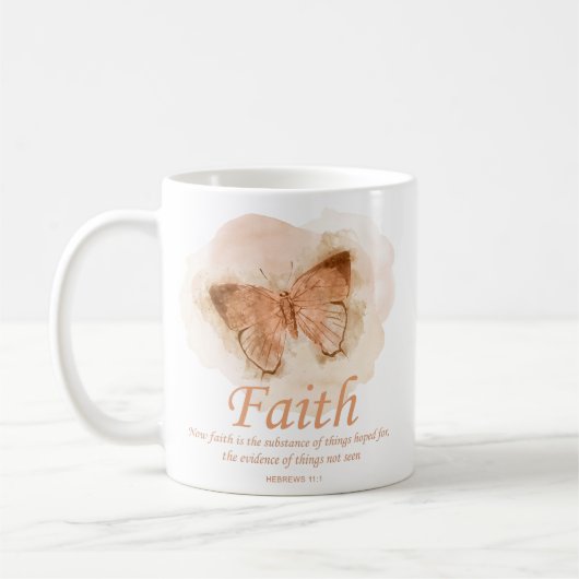 Women's Christian Bible Verse Butterfly：信仰 コーヒーマグカップ (左)