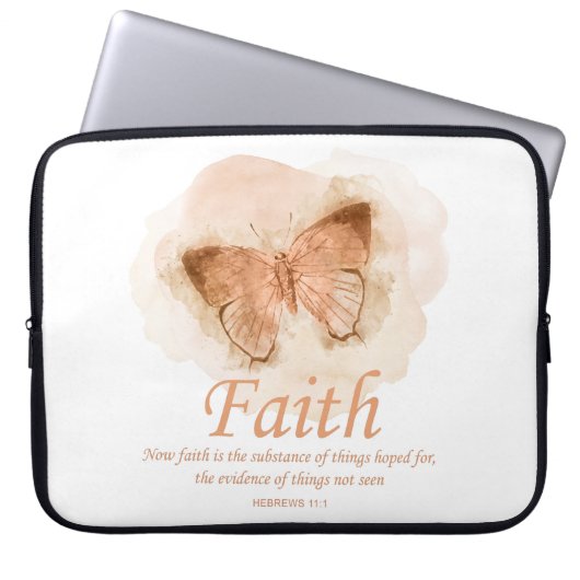 Women's Christian Bible Verse Butterfly：信仰 ラップトップスリーブ (正面)
