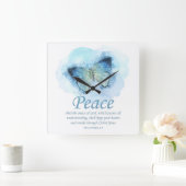 Women's Christian Bible Verse Butterfly：平和 スクエア壁時計 (ホーム)