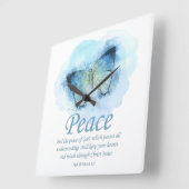 Women's Christian Bible Verse Butterfly：平和 スクエア壁時計 (傾斜)