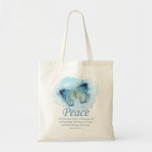 Women's Christian Bible Verse Butterfly:平和 トートバッグ
