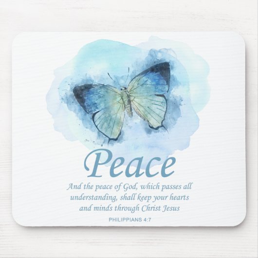Women's Christian Bible Verse Butterfly：平和 マウスパッド (正面)