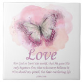 Women's Christian Bible Verse Butterfly：愛 タイル (正面)