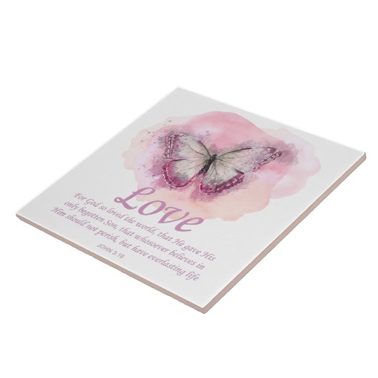 Women's Christian Bible Verse Butterfly：愛 タイル (側面)