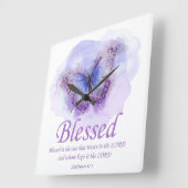 Women's Christian Bible Verse Butterfly 賛美:  スクエア壁時計 (傾斜)