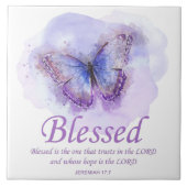 Women's Christian Bible Verse Butterfly 賛美:  タイル (正面)