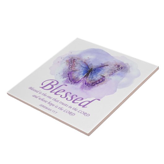 Women's Christian Bible Verse Butterfly 賛美:  タイル (側面)