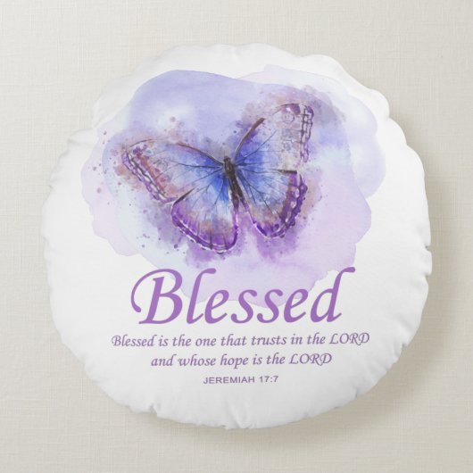 Women's Christian Bible Verse Butterfly 賛美:  ラウンドクッション (正面)