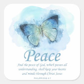 Women's Christian Butterfly Bible Verse：平和 スクエアシール (正面)