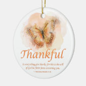 Women's Christian Butterfly Bible Verse:感謝 セラミックオーナメント (左)