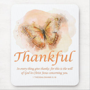 Women's Christian Butterfly Bible Verse：感謝 マウスパッド