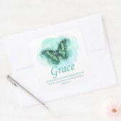 Women's Christian Butterfly Bible Verse: Grace スクエアシール (封筒)
