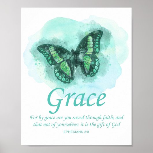 Women's Christian Butterfly Bible Verse: Grace ポスター (正面)