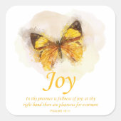 Women's Christian Butterfly Bible Verse: Joy スクエアシール (正面)
