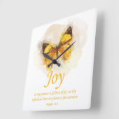 Women's Christian Butterfly Bible Verse: Joy スクエア壁時計 (傾斜)