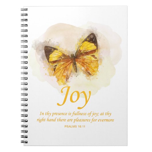 Women's Christian Butterfly Bible Verse: Joy ノートブック (正面)