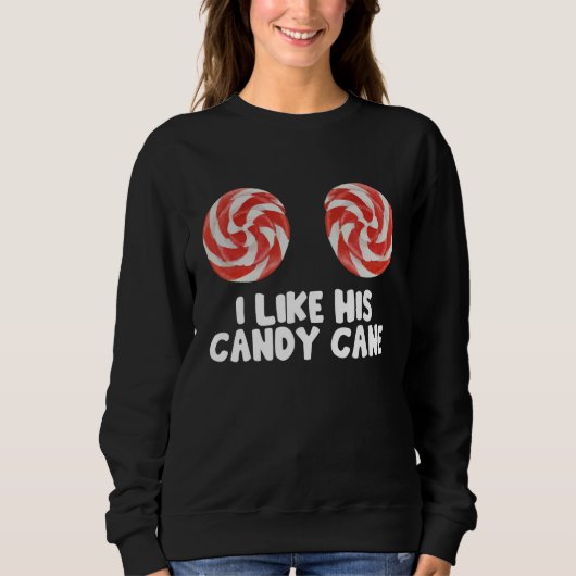 Womens  Christmas Candy Cane Xmas Couples Matching スウェットシャツ (正面)