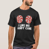 Womens  Christmas Candy Cane Xmas Couples Matching Tシャツ (正面)