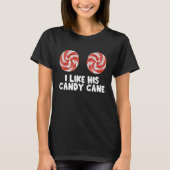 Womens  Christmas Candy Cane Xmas Couples Matching Tシャツ (正面)