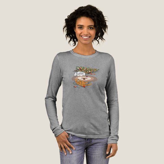 Women's Christmas Tree Takedown Long-sleeve Tshirt トライブレンドＴシャツ (正面全体)