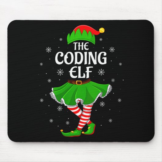 Womens Coding Elf Christmas Family Girls Women Elf マウスパッド (正面)