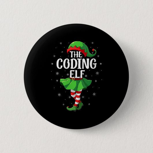 Womens Coding Elf Christmas Girls Women Elf Squad  缶バッジ (正面)