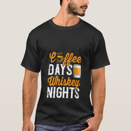 Womens Coffee Days Whiskey Funny Drinking Drinker  Tシャツ (正面)