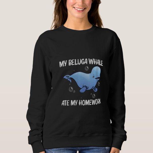 Womens Cool Beluga Whale For Kids Boys Orca Whales スウェットシャツ (正面)