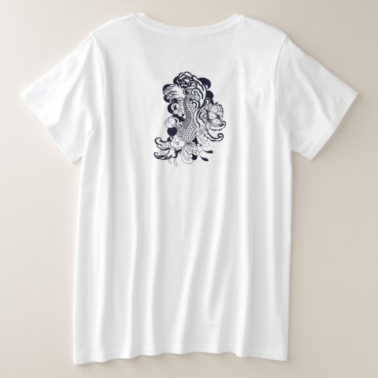 Women's COTTON T-Shirt W/日本のFish プラスサイズTシャツ (デザイン裏面)