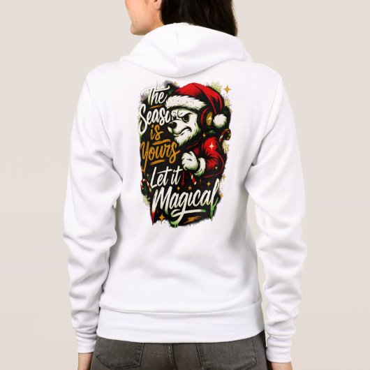 Women's Cozy Christmas Bear DJ Holiday Hoodie パーカ (裏面)