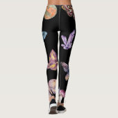 Women's Crystals & Moths Black Fashion Leggings レギンス (裏面)