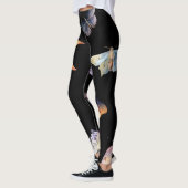 Women's Crystals & Moths Black Fashion Leggings レギンス (左)