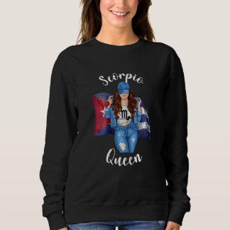 Womens Cuban Scorpio Queen Of Cuba Flag Zodiac Sym スウェットシャツ