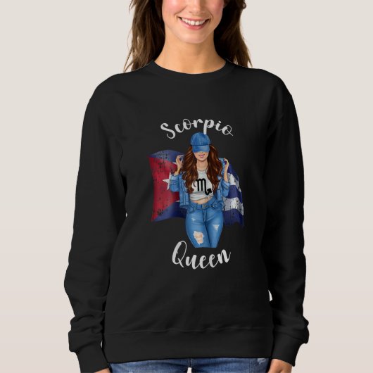 Womens Cuban Scorpio Queen Of Cuba Flag Zodiac Sym スウェットシャツ (正面)