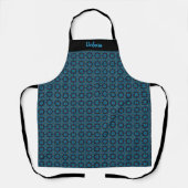 Women's Custom Name Blue Geometric Pattern Apron エプロン (正面)